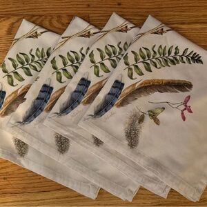 Juliska Botanical Feather Print Napkins Set of 4 napkins 22”x22”